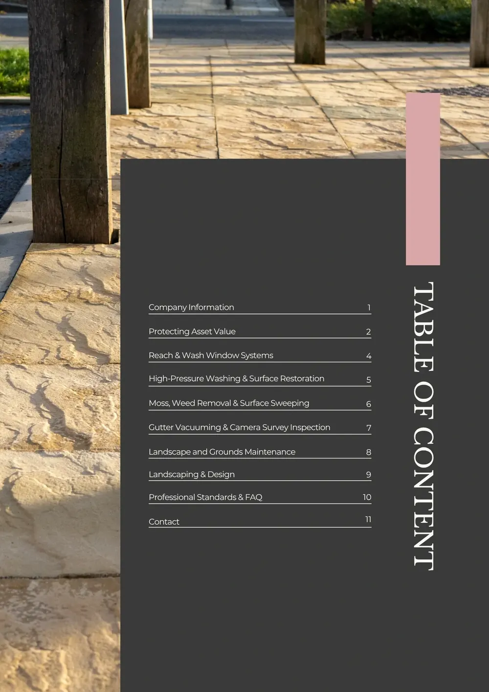 Oakline Property Solutions brochure pages fanned out (page 4)