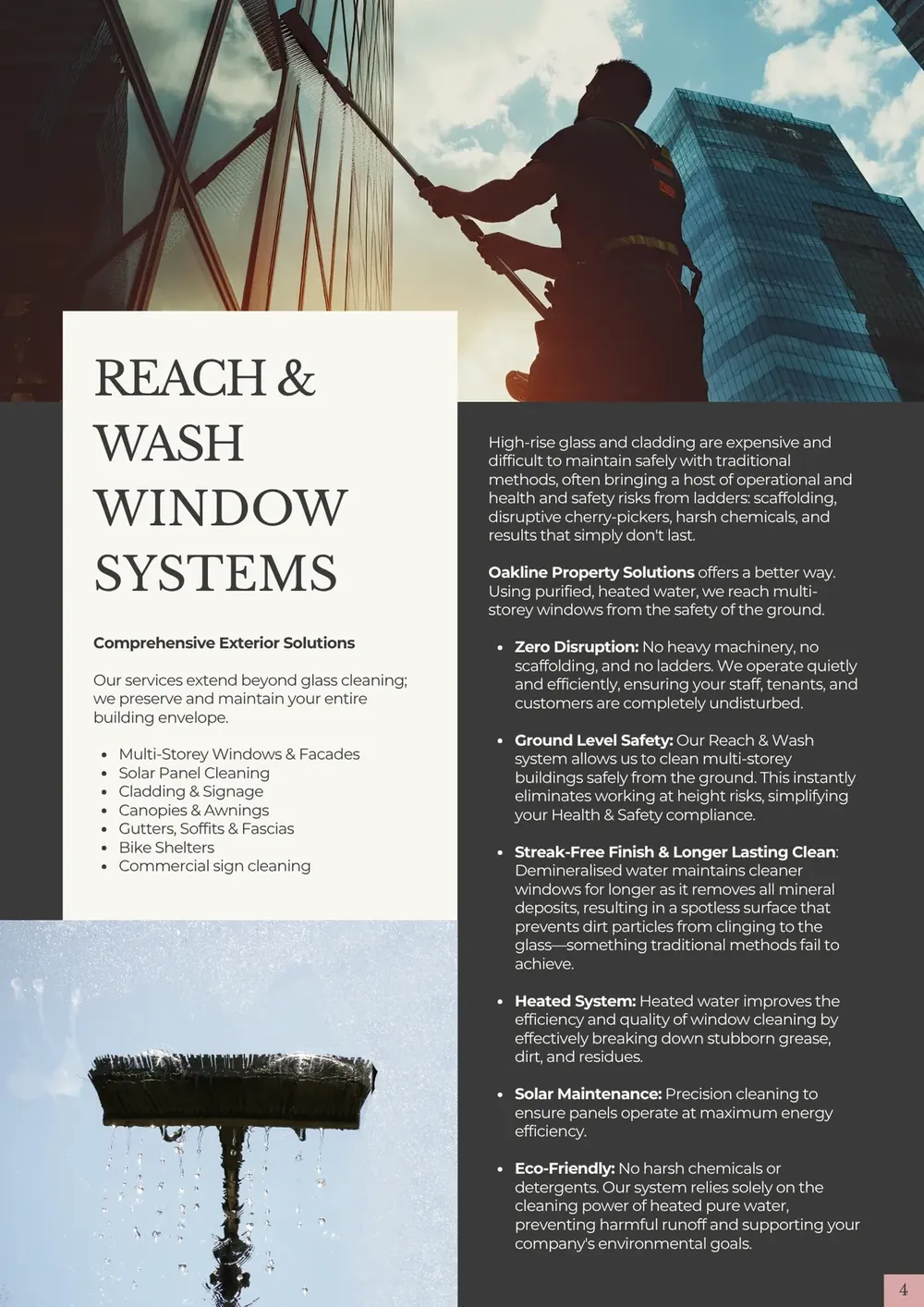 Oakline Property Solutions brochure pages fanned out (page 2)