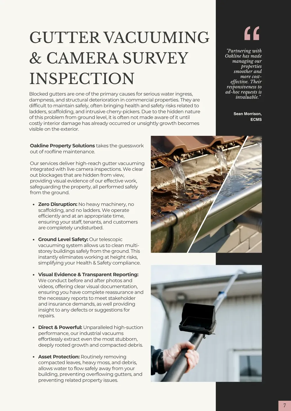 Oakline Property Solutions brochure pages fanned out (page 1)