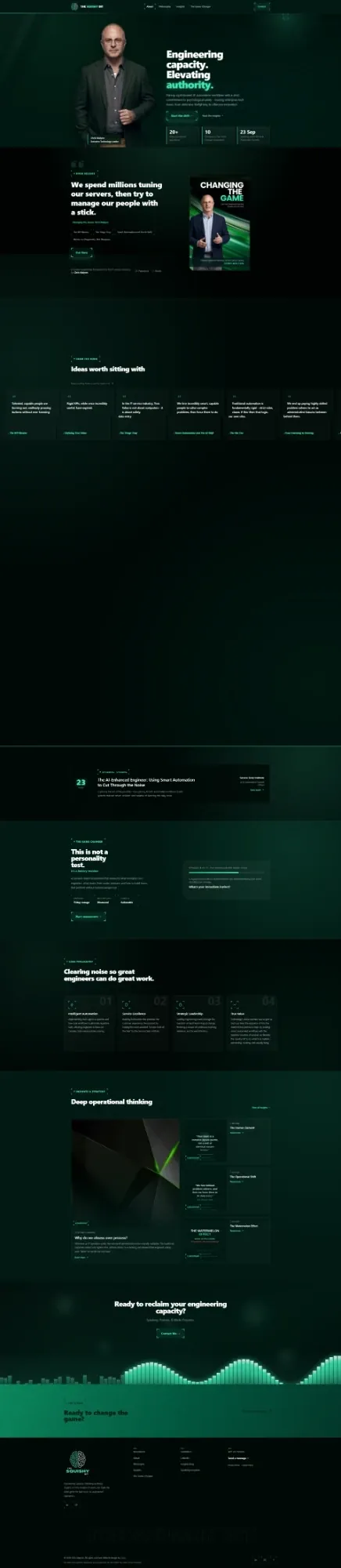 The Squishy Bit website pages: The Game Changer, insights, contact, home and about (page 5)