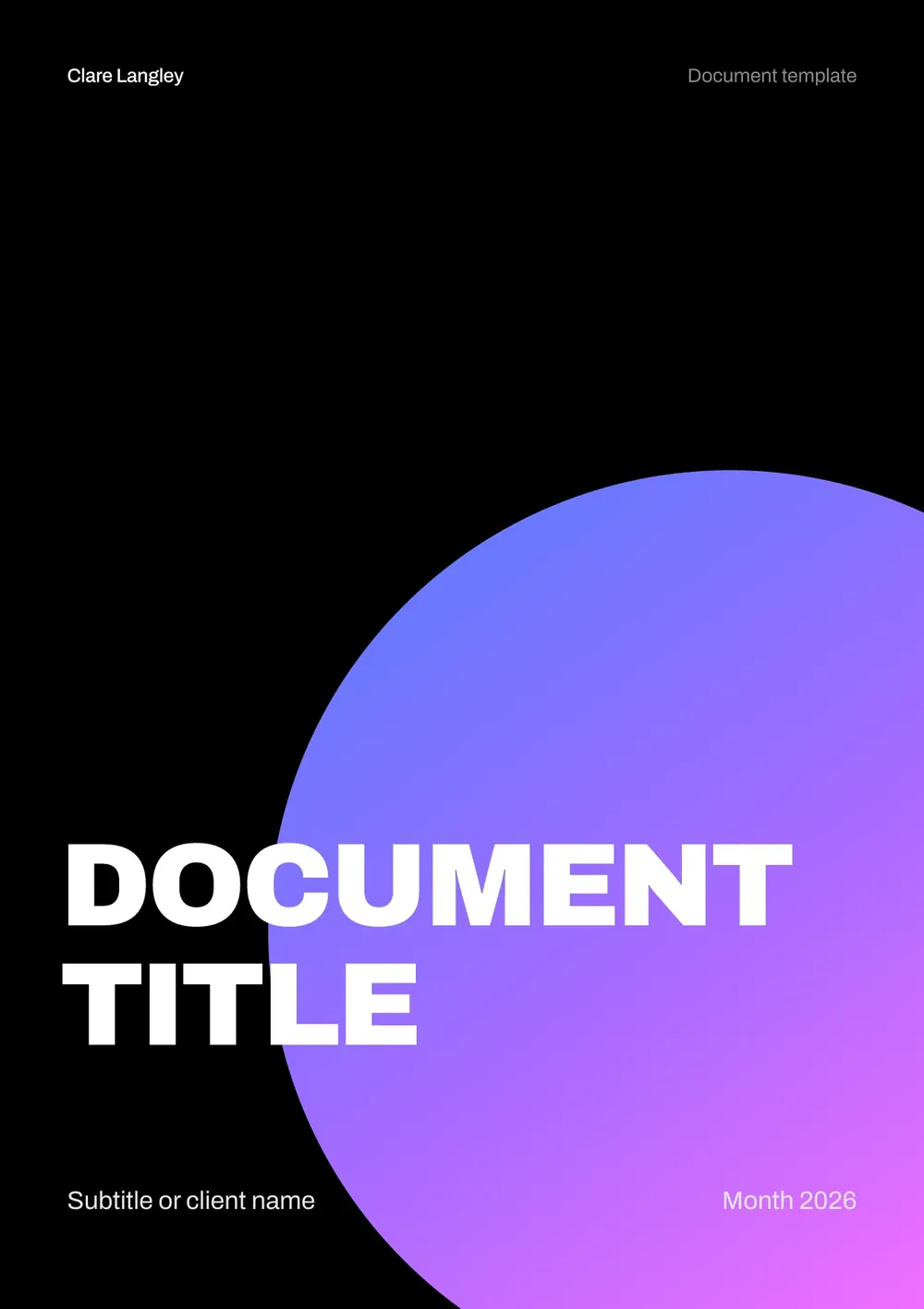 A branded document template: report page, letter, cover, pull-quote page and contents page (page 3)