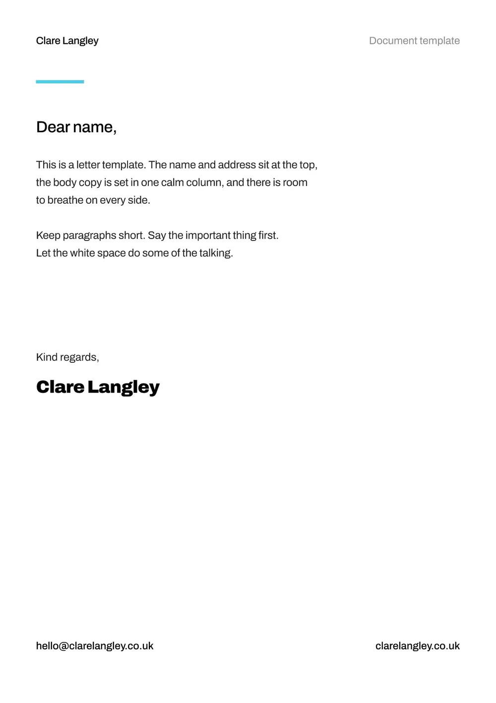 A branded document template: report page, letter, cover, pull-quote page and contents page (page 2)