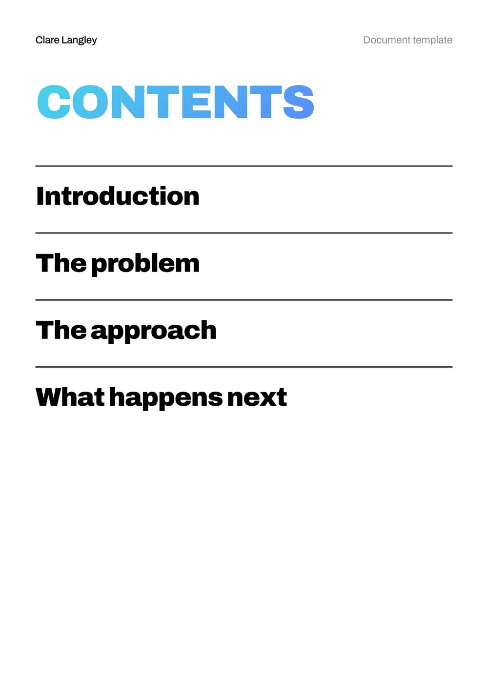 A branded document template: report page, letter, cover, pull-quote page and contents page (page 5)