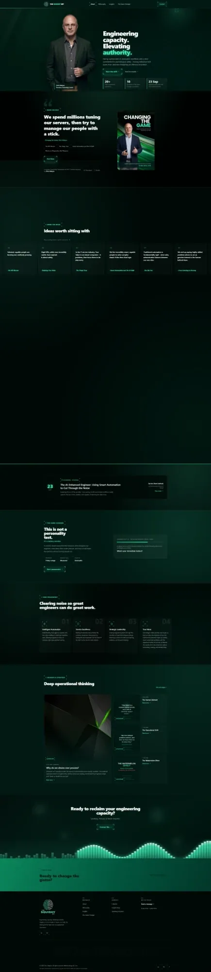 The Squishy Bit website pages: The Game Changer, insights, contact, home and about (page 4)