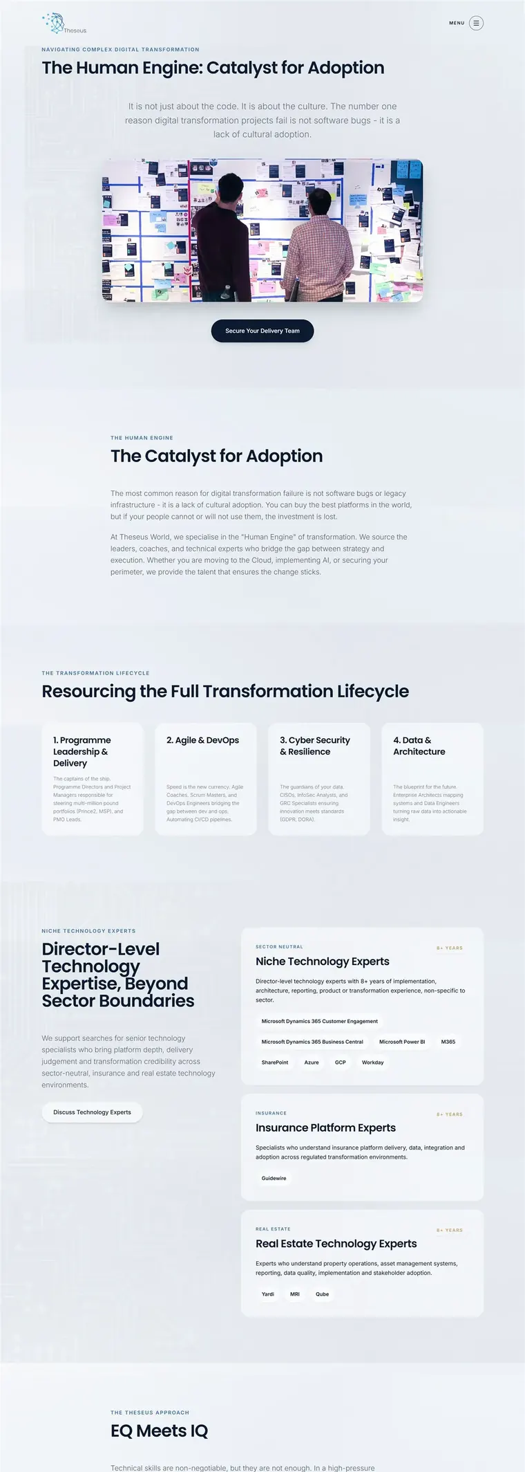 Theseus World website pages: insurance, about, home, real estate and technology (page 5)