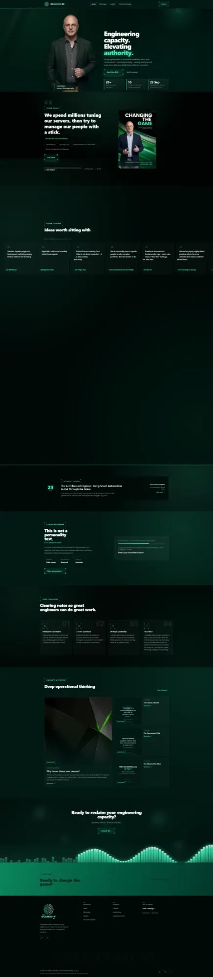 The Squishy Bit website pages: The Game Changer, insights, contact, home and about (page 5)