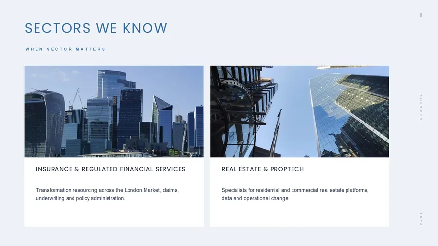 Slides from the Theseus introduction presentation in PowerPoint, fanned out (page 5)
